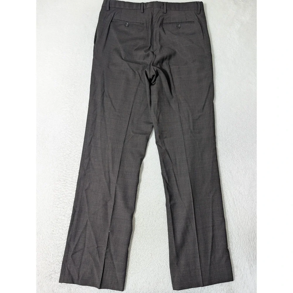 Banana Republic Mens 34x34 Classic Fit Wool stretch Brown Glen Check Dress Pants